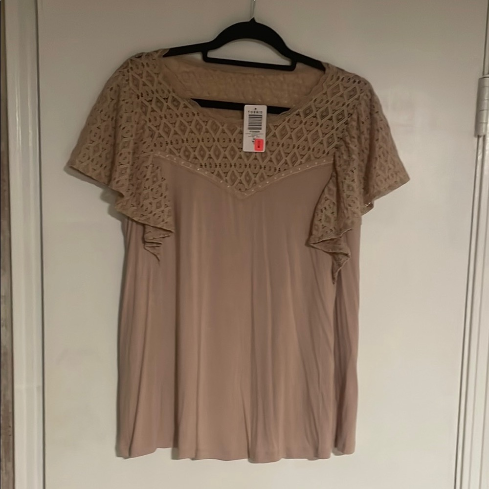 EUC Torrid Brown Flutter Sleeve Ruffled Blouse Plus Size 00